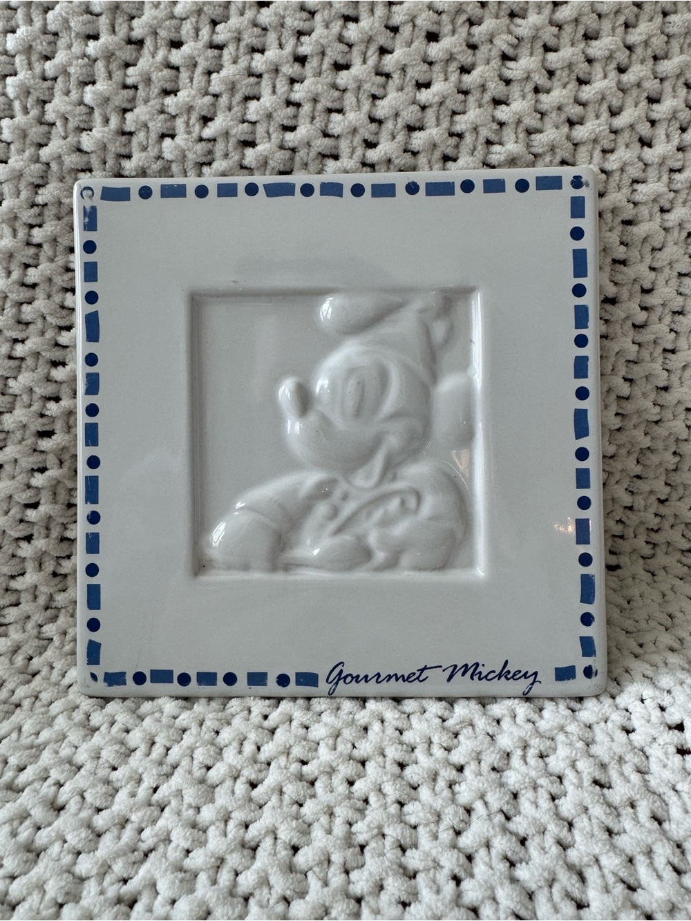 Disney Gourmet Mickey Chef Ceramic Trivet Tile Kitchen Decor Vintage